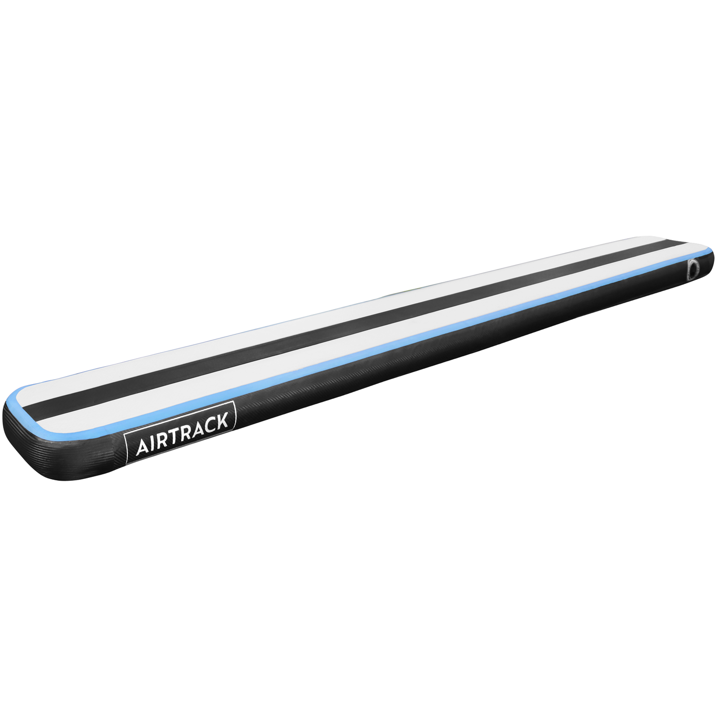 Blue AirTrack AirBeam inflatable balance beam for gymnastics training at home or in the gym.