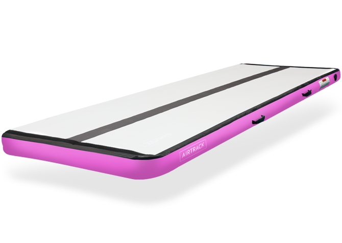 AirTrack Home inflatable gymnastics mat in pink for tumbling, cheer, and safe home training