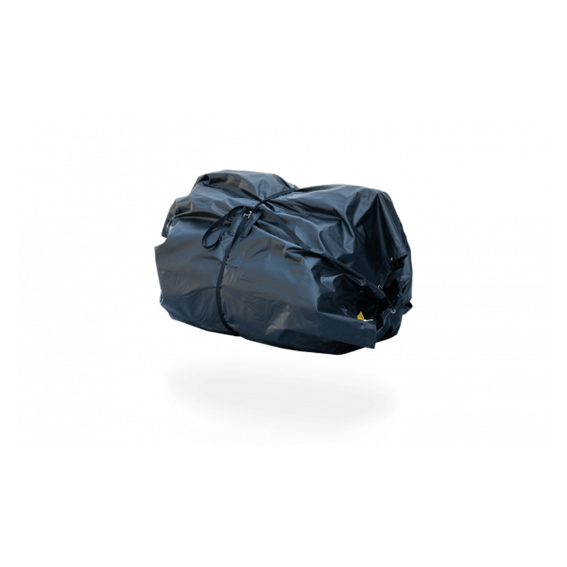 AirTrack AirBag inflatable crash mat for gymnastics, acrobatics, and upright landings fully rolled up.